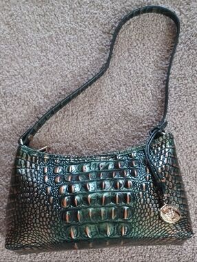 Brahmin Retired Samba Melbourne Green Croc-Embossed Shoulder Bag
